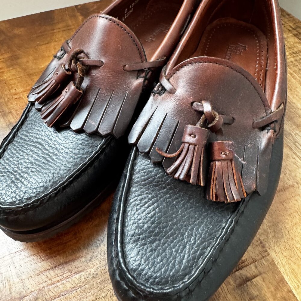 Allen Edmonds Nashua Two Tone Black Brown Casual Dress Tassel Loafers sz 9D